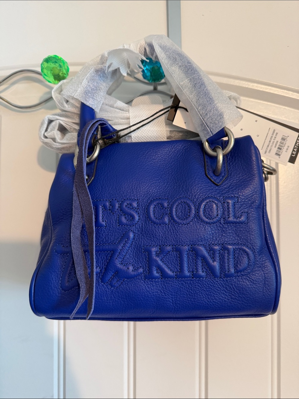 Aimee Kestenberg Cobalt Blue Embossed Leather bag It’s Cool to be kind small